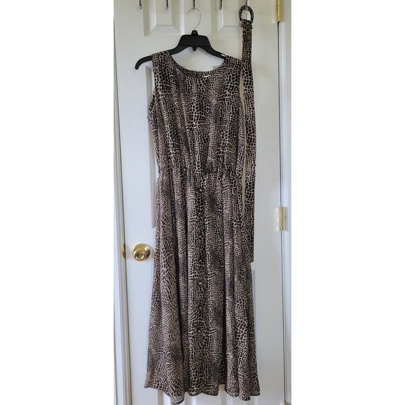 SGS Studio Dresses & Skirts - SGS Studio Dress 14P Animal Print Sleeveless Belted Elastic Waist Vintage